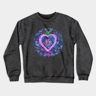 Mexican milagrito heart folk flowers Crewneck Sweatshirt